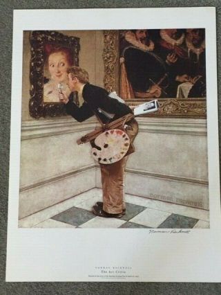 Norman Rockwell Hand - Signed Vintage 1955 Offset Lithograph: The Art Critic 19x25