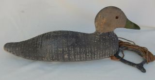 Vintage Victor (animal Trap Co. ) Wooden Duck Decoy W/attached Lead Weight