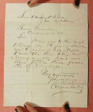 1865 Letter Civil War Nj To Provost Mar Alexandria Va Loan Handcuffs Shackles