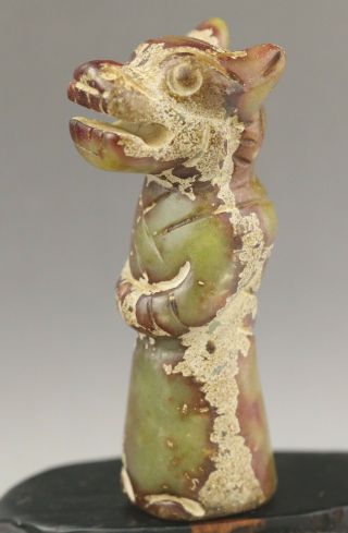 Old Chinese Natural Jade Hand - Carved Hongshan Culture Man Statue