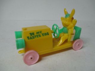 Vintage Easter Hard Plastic - Rabbit Drives Roadster Car