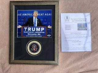 President Donald Trump Autographed Photo Framed Beckett Full Letter Bas Jsa Psa