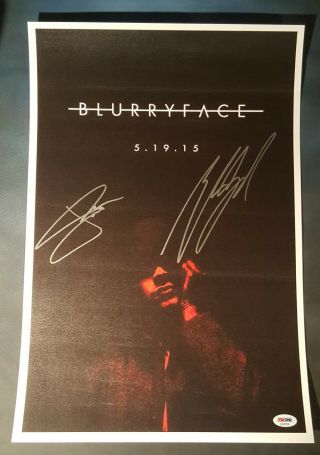 21 Twenty One Pilots Josh Dun Tyler Joseph Signed Autographed Poster Psa/dna