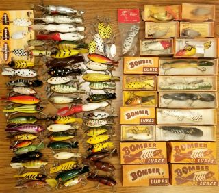 78 Vintage Bomber Old Fishing Lures,  20 Boxes,  Rare Colors, 2