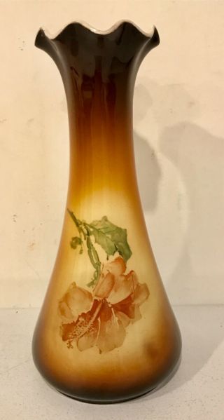 Antique Victorian Warwick China Ioga Vase Hibiscus