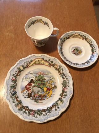 Royal Doulton Vintage Winnie The Pooh “merry Christmas” Plate,  Saucer & Cup Set