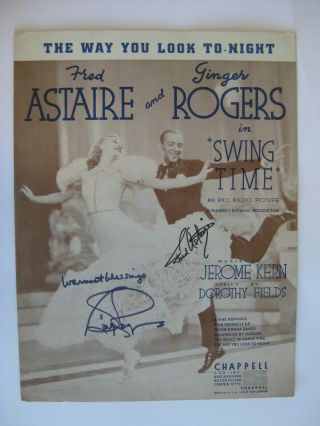 Astaire & Rogers - Rare Autographed 1936 Sheet Music " Swing Time " Signed By Both