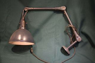 Vintage Articulating Industrial Machinist Workbench Lamp Light