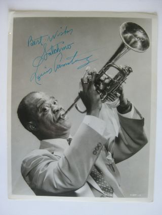 Louis Armstrong - Autographed Vintage 8x10 Glossy Photo - Hand Signed W/ Satchmo
