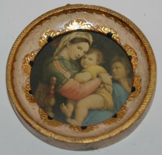 Raphael : Madonna Of The Chair.  Miniature Framed Picture Made In Italy