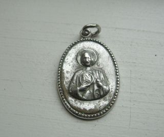 Vintage Theda Sterling Silver St Jude Thaddeus Pray For Us Medal Charm Pendant