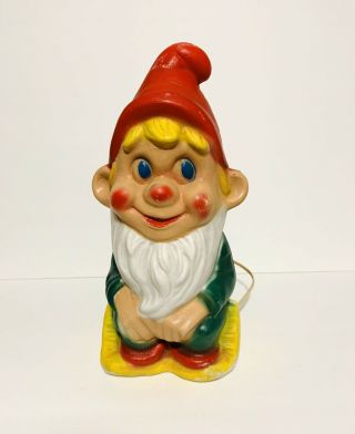 Vintage Poloron Christmas Elf Gnome Light Up 14 " Electric Blow Mold