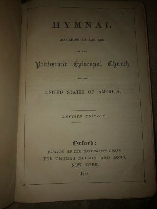 1887 Leather Hymnal According to the Use of the Protestant Episcopal Church 3
