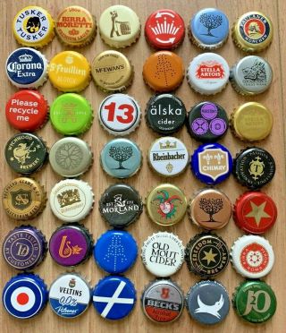42 X Beer Bottle Crown Caps Tops Various Designs.  Collectable Crafts.  29