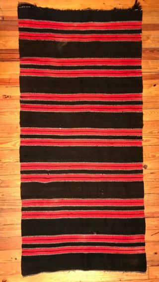 Late 19th C South American Banded Wool Serape,  Fine Weave,  Nr