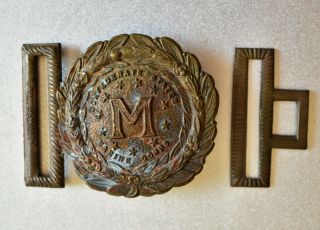 Pseudo Civil War " Antique " - Confederate Marine Corps - Brass Belt Buckle