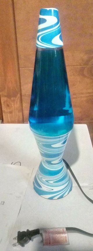 Vintage Lava Lite Lamp Swirled Base Blue Liquid 16 1/2 "