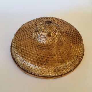 Asian Baboo Straw Chinese Japan Coolie Rice Paddy Pattie Farmer Woven Hat No 2
