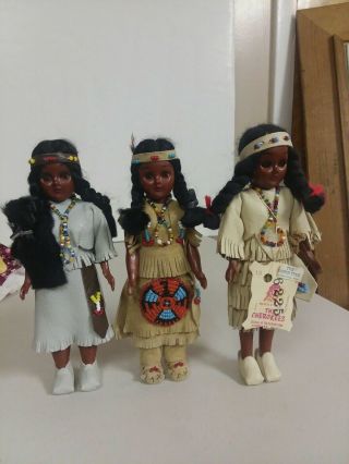 Cherokee Native American 3 Dolls Made By The Qualla Reservation Cherokee N.  C.