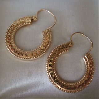 Vintage French Art Deco 18ct Rose Gold Creole Gypsy Hoop Earrings
