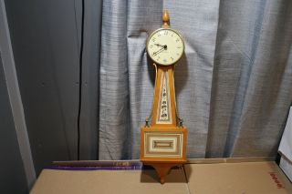 Vintage Wind Up Seth Thomas Homestead Wooden Banjo Wall Clock 25 "