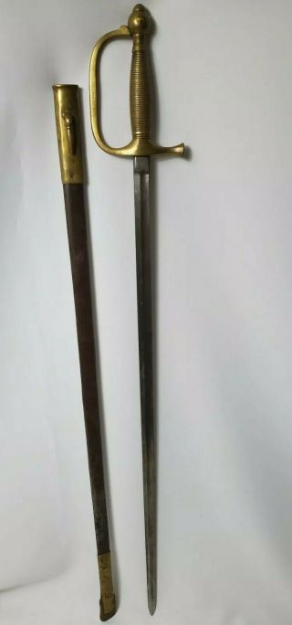 Civil War Us Model 1840 Nco Musician Sword 1863 Fss C.  Roby,  Scabbard