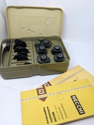 Vintage Necchi Sewing Machine Accessories Attachments Cams,  Parts,  Case - I4