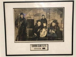 Beatle Drummer Pete Best Signed Cavern Club Photo,  Piece Of Brick From Club
