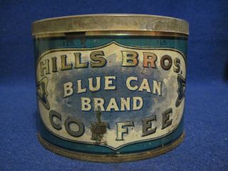 Vintage Hills Bros Blue Can Brand 1 Lb Coffee Can