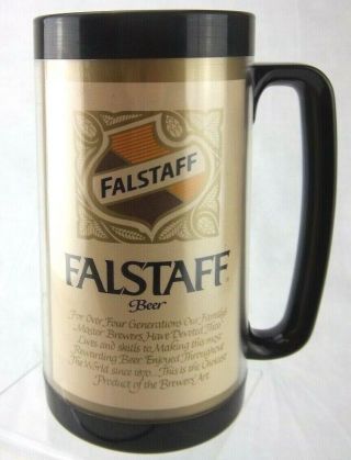 Falstaff Beer West Bend Thermo Serv Black Plastic 12 Oz.  Mug 6.  5 " Tall