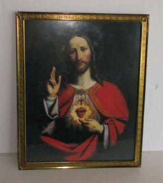 Vintage Sacred Heart Of Jesus Christ Picture 8 X 10 Religious Spiritual Catholic