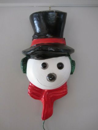 Vintage Snowman Face Wall Hanging Blow Mold Decoration 12 " X 24 " Christmas