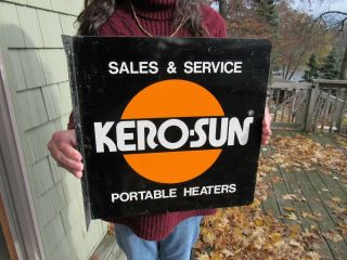 Kero - Sun Heaters Dealer Advertising Double Sided Flange Sign Vintage
