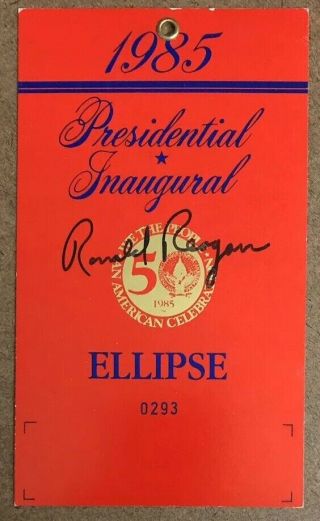 Ronald Reagan Authentic Hand Signed Inauguration Pass President