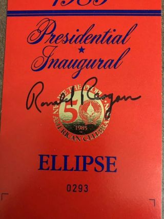 Ronald Reagan AUTHENTIC HAND SIGNED Inauguration Pass President 2