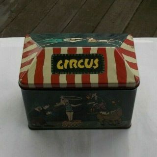 Rare Vintage 6 " Tin Circus Box Wind Up Sankyo Music Box The Big Top 3 Ring Litho