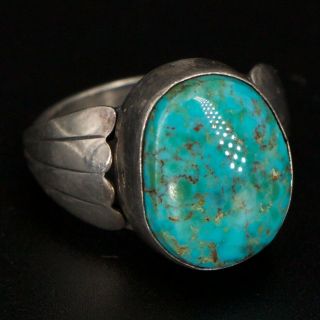 Vtg Sterling Silver - Navajo Signed D Turquoise Stone Ring Size 8.  5 - 7g