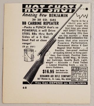1964 Print Ad Benjamin Co2 Gas Bb Carbine Repeater Rifles St Louis,  Mo