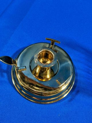 PartyLite P7750 Brass Chamber Lamp Ribbed Optic Glass Shade Candle Holder 2