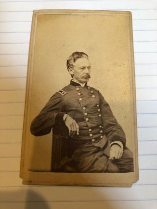 Civil War Cdv Of A Seated Soldier With A Stamp On The Back