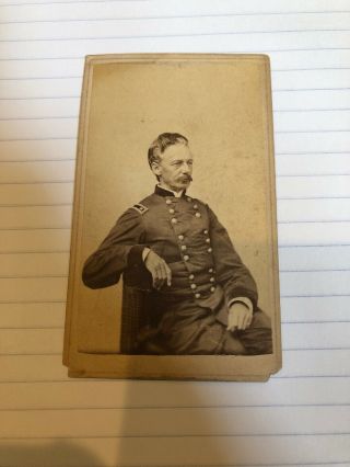 Civil War CDV Of A Seated Soldier With A Stamp On The Back 2