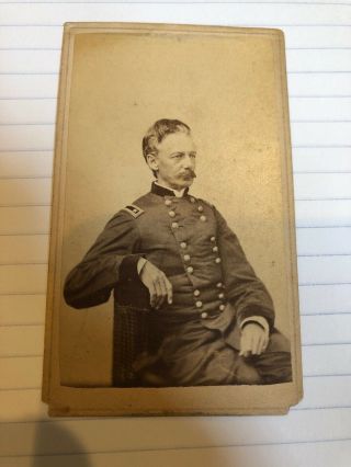 Civil War CDV Of A Seated Soldier With A Stamp On The Back 3