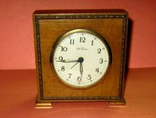 Vintage Seth Thomas Wind Up Alarm Clock Wood & Brass