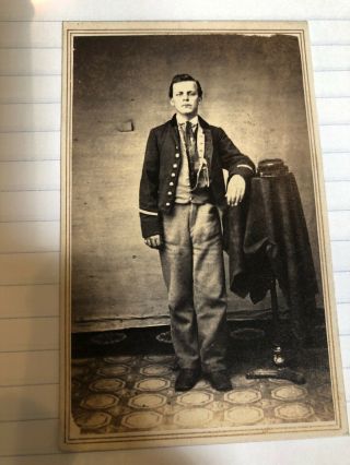 Civil War Era Cdv Of A Young Unknown Standing Soldier