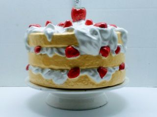 Vtg Strawberry Shortcake Ceramic Covered Cake Plate Stand Vintage Yellow Cake