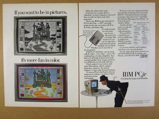 1984 Ibm Pcjr Pc Jr Personal Computer & Colorpaint Photo Vintage Print Ad
