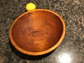 Antique Large Wooden Dough Bowl 11” Out Of Round Primitive Farmhouse Usa Oak