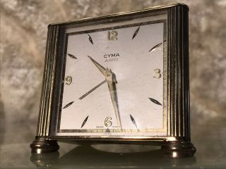 Vintage Cyma Amic Swiss Brass Alarm Clock 10 Jewels Unadjusted