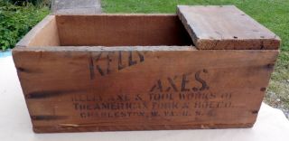 Vintage Advertising Wood Box / Axes / Kelly Tool Charleston Wv