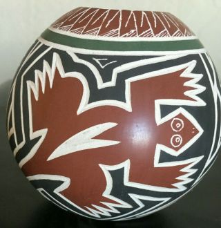Acoma Pottery Lizard Motif Native American Indian Ceramic Bowl Signed Polychrome
